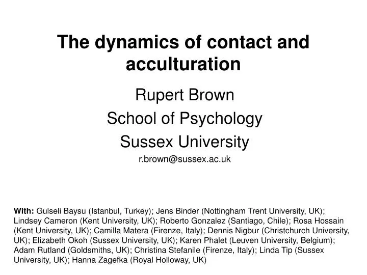 the dynamics of contact and acculturation