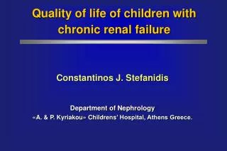 Quality of life of children with chronic renal failure