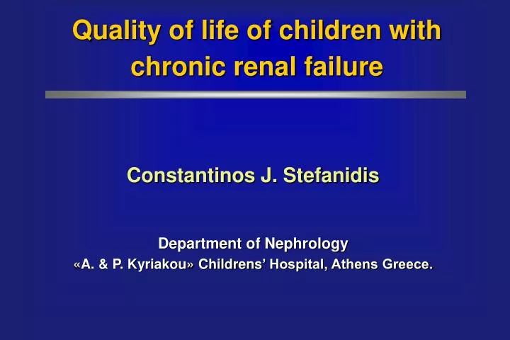 quality of life of children with chronic renal failure