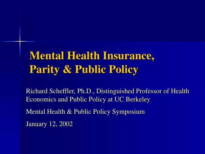 mental health insurance parity public policy