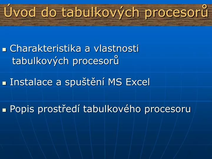 vod do tabulkov ch procesor