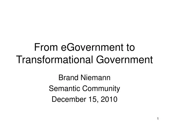from egovernment to transformational government