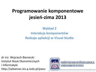 programowanie komponentowe jesie zima 2013