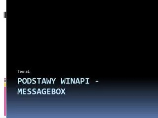 Podstawy WINAPI - MessageBOX