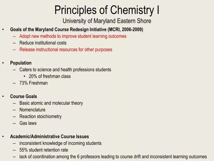 principles of chemistry i university of maryland eastern shore