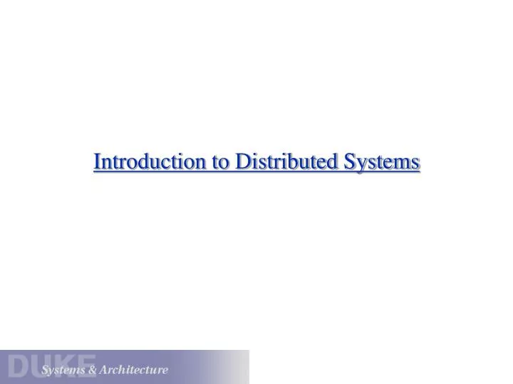 introduction to distributed systems