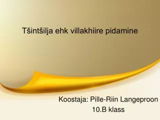 t int ilja ehk villakhiire pidamine