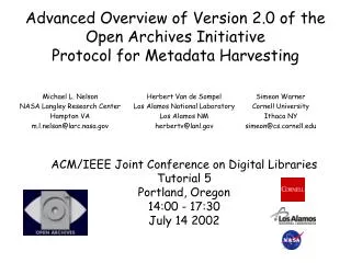 Advanced Overview of Version 2.0 of the Open Archives Initiative Protocol for Metadata Harvesting