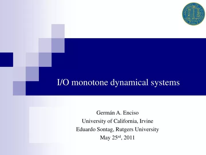 i o monotone dynamical systems