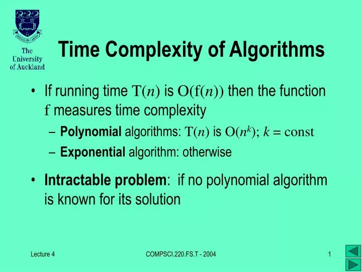 time complexity of algorithms