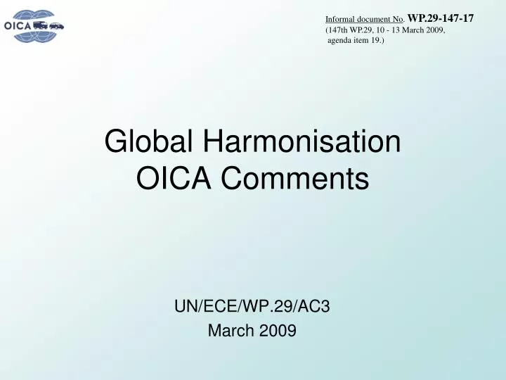 global harmonisation oica comments