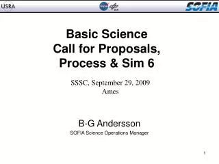 Basic Science Call for Proposals, Process &amp; Sim 6