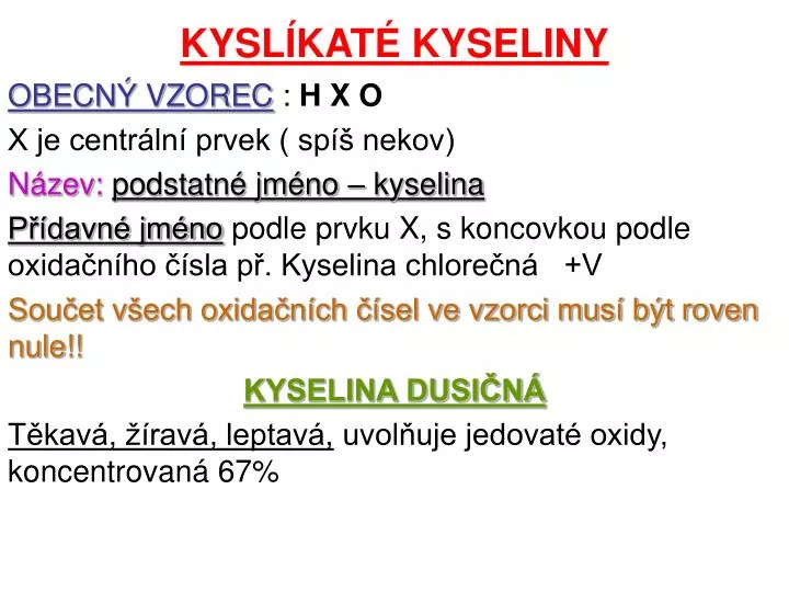 Jaké jsou kyslíkaté kyseliny?