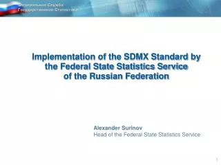 Implementation of the SDMX Standard by the Federal State Statistics Service