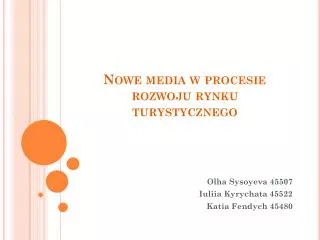 nowe media w procesie rozwoju rynku turystycznego