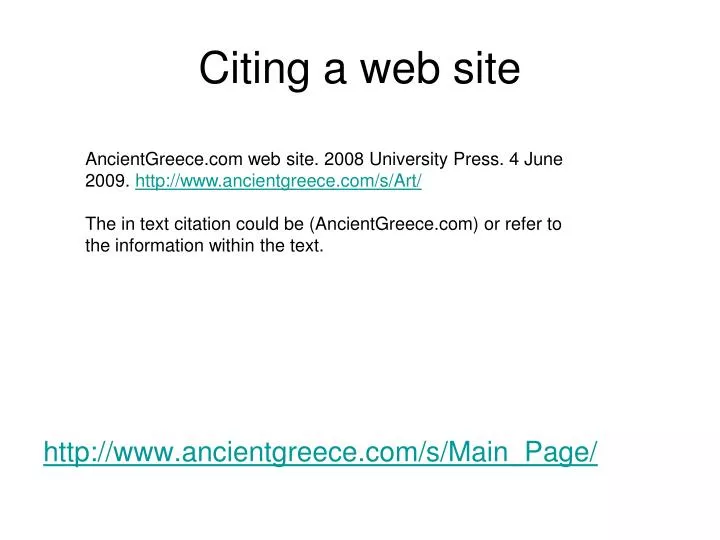 citing a web site