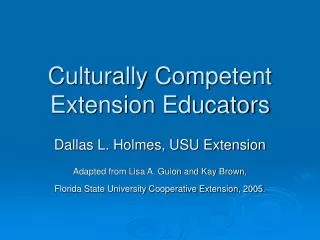 Culturally Competent Extension Educators