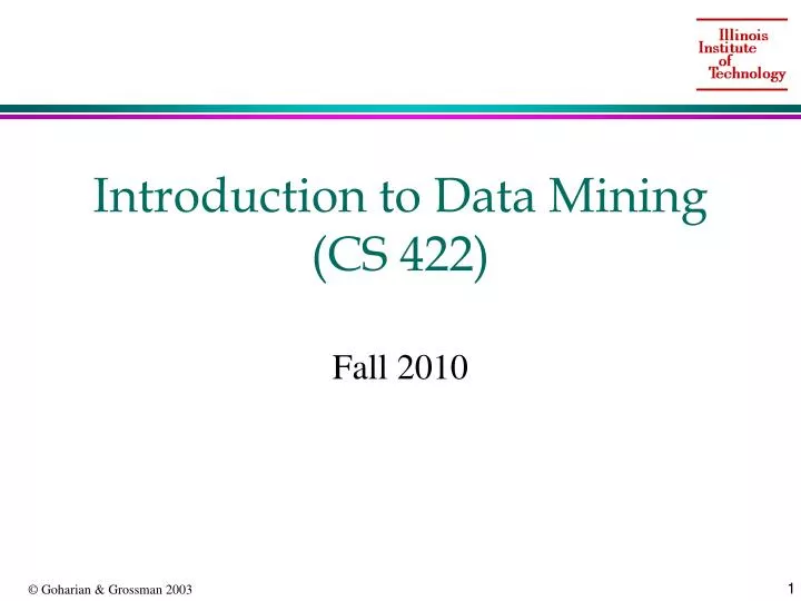 introduction to data mining cs 422