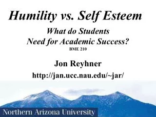 Humility vs. Self Esteem