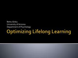Optimizing Lifelong Learning