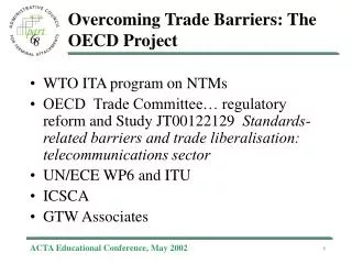 Overcoming Trade Barriers: The OECD Project