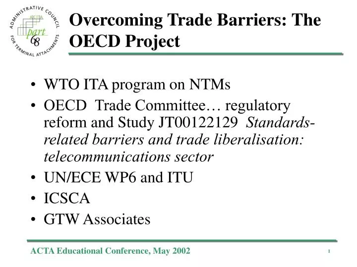 overcoming trade barriers the oecd project
