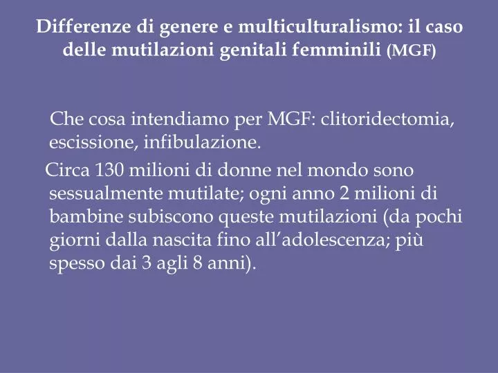 differenze di genere e multiculturalismo il caso delle mutilazioni genitali femminili mgf