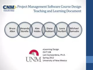 Project Management Software Course Design Teaching and Learning Document