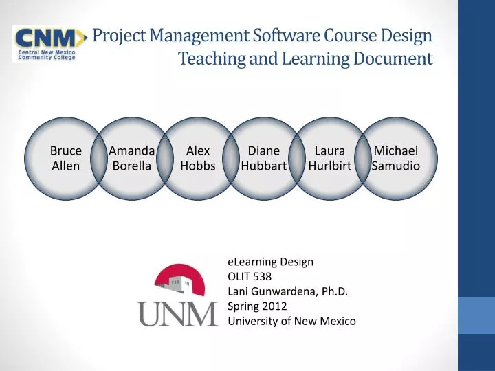 project management software course design teaching and learning document