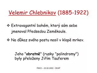 velemir chlebnikov 1885 1922
