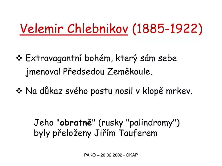 velemir chlebnikov 1885 1922