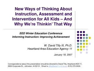 EED Winter Education Conference Informing Instruction: Improving Achievement