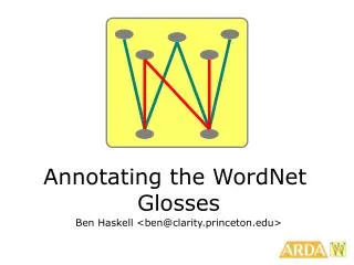 Annotating the WordNet Glosses Ben Haskell &lt;ben@clarity.princeton&gt;