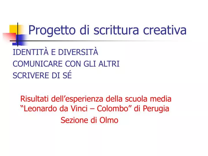 progetto di scrittura creativa