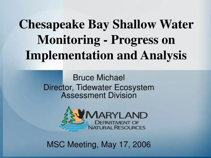 chesapeake bay shallow water monitoring progress on implementation and analysis