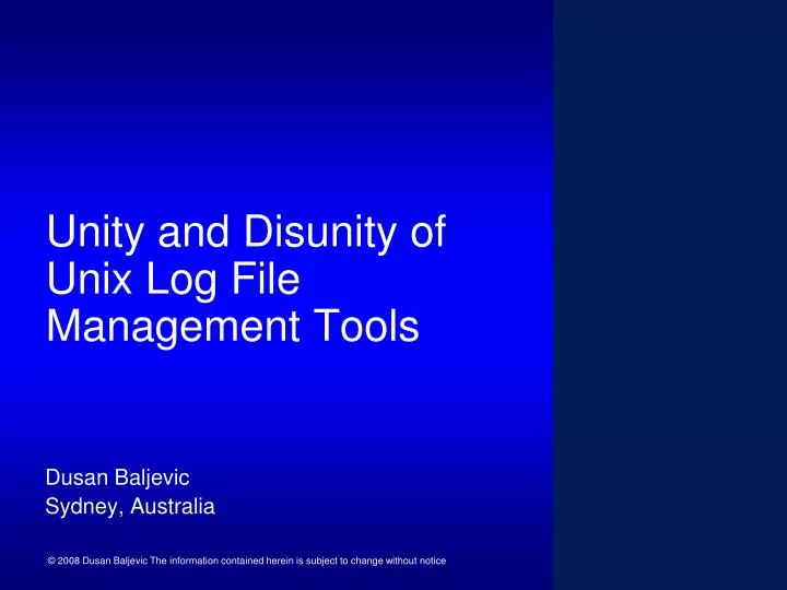 unity and disunity of unix log file management tools