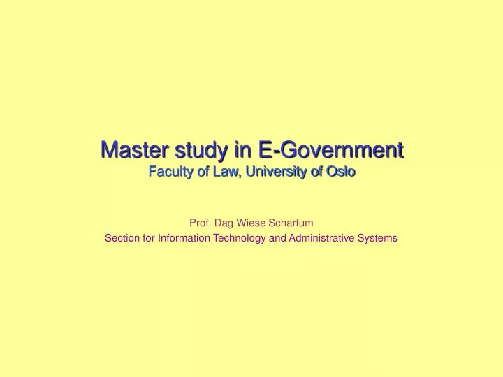 master study in e government faculty of law university of oslo