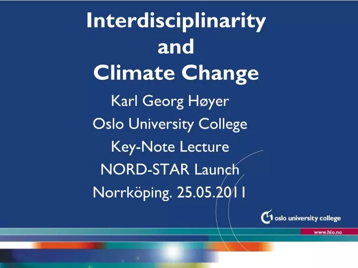 interdisciplinarity and climate change