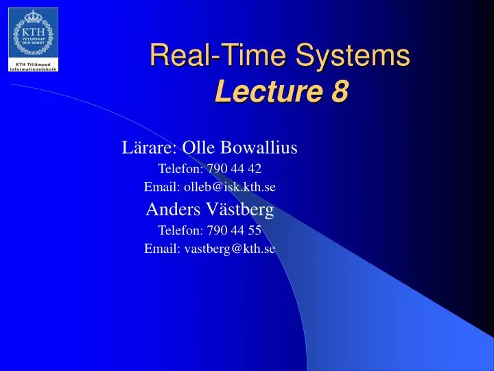 real time systems lecture 8