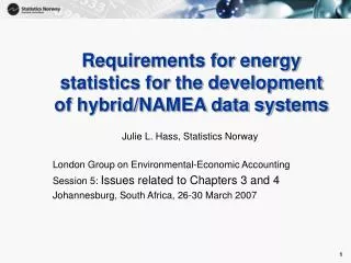 Requirements for energy statistics for the development of hybrid/NAMEA data systems