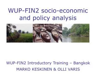 WUP-FIN2 socio - economic and policy analysis