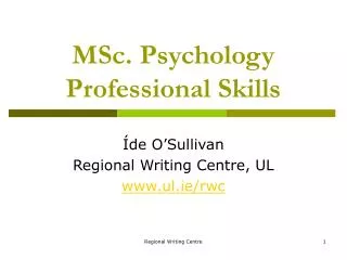 MSc. Psychology Professional Skills
