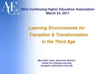 Ohio Continuing Higher Education Association March 24, 2011