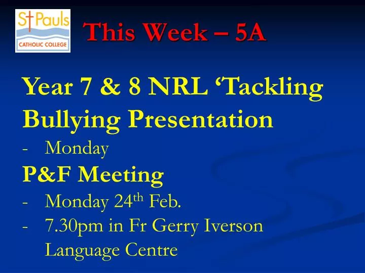 this week 5a