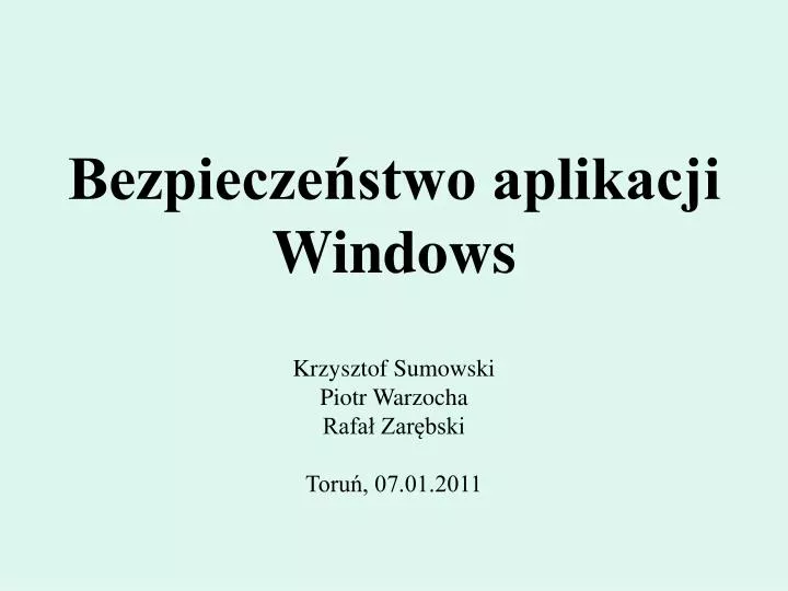 bezpiecze stwo aplikacji windows
