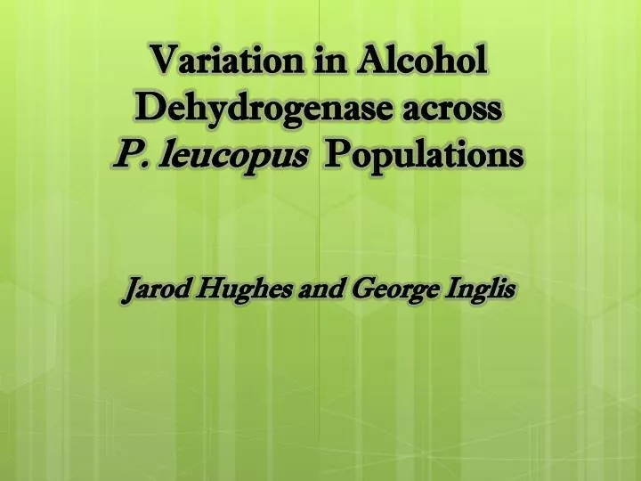 variation in alcohol dehydrogenase a cross p leucopus populations jarod hughes and george inglis