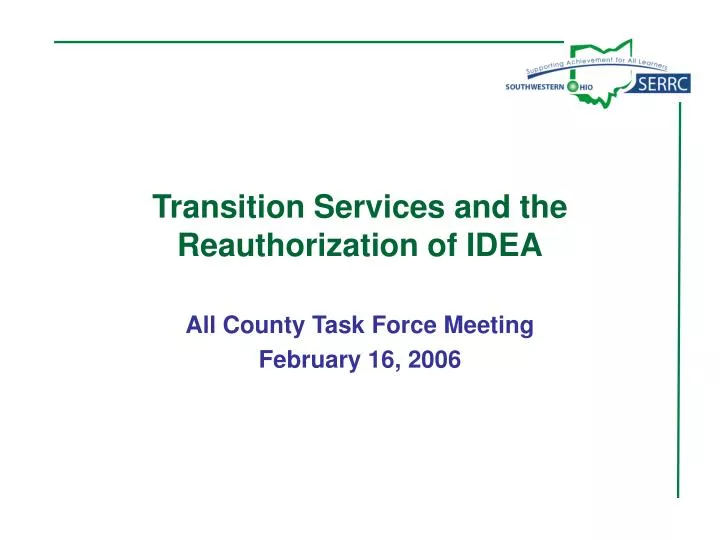 transition services and the reauthorization of idea