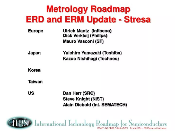 metrology roadmap erd and erm update stresa