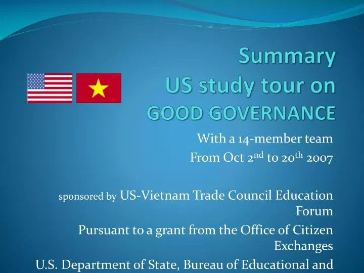 summary us study tour on good governance