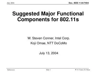 Suggested Major Functional Components for 802.11s